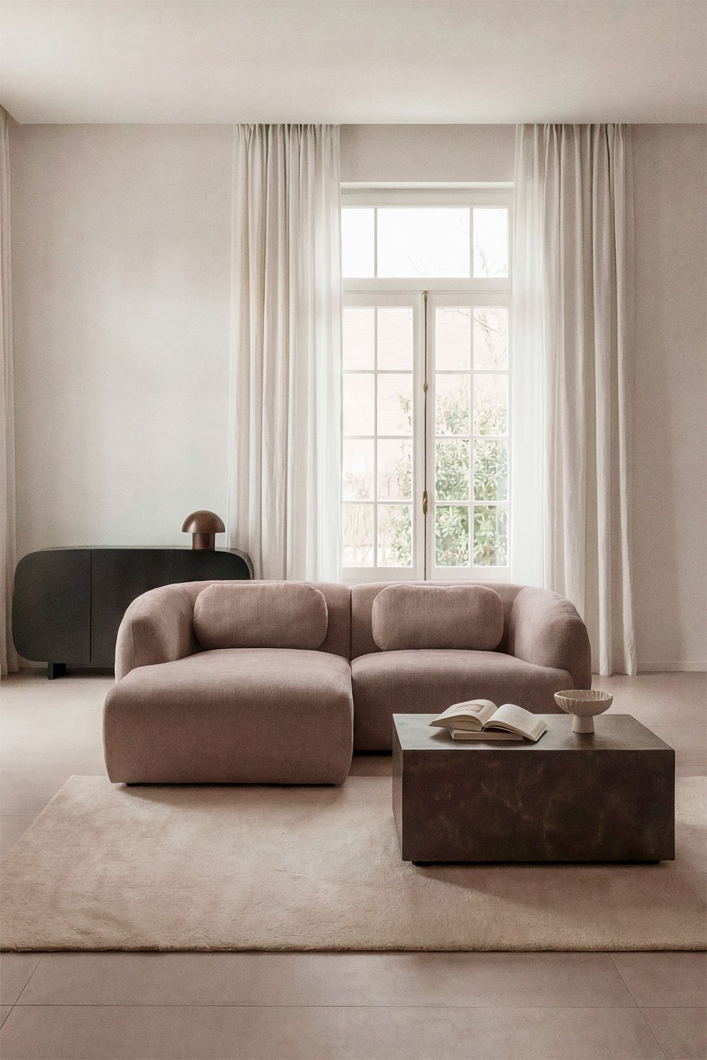 Sofá modular chaise longue esquerdo de 2 peças em chenille Coquette, imagem de galeria 1