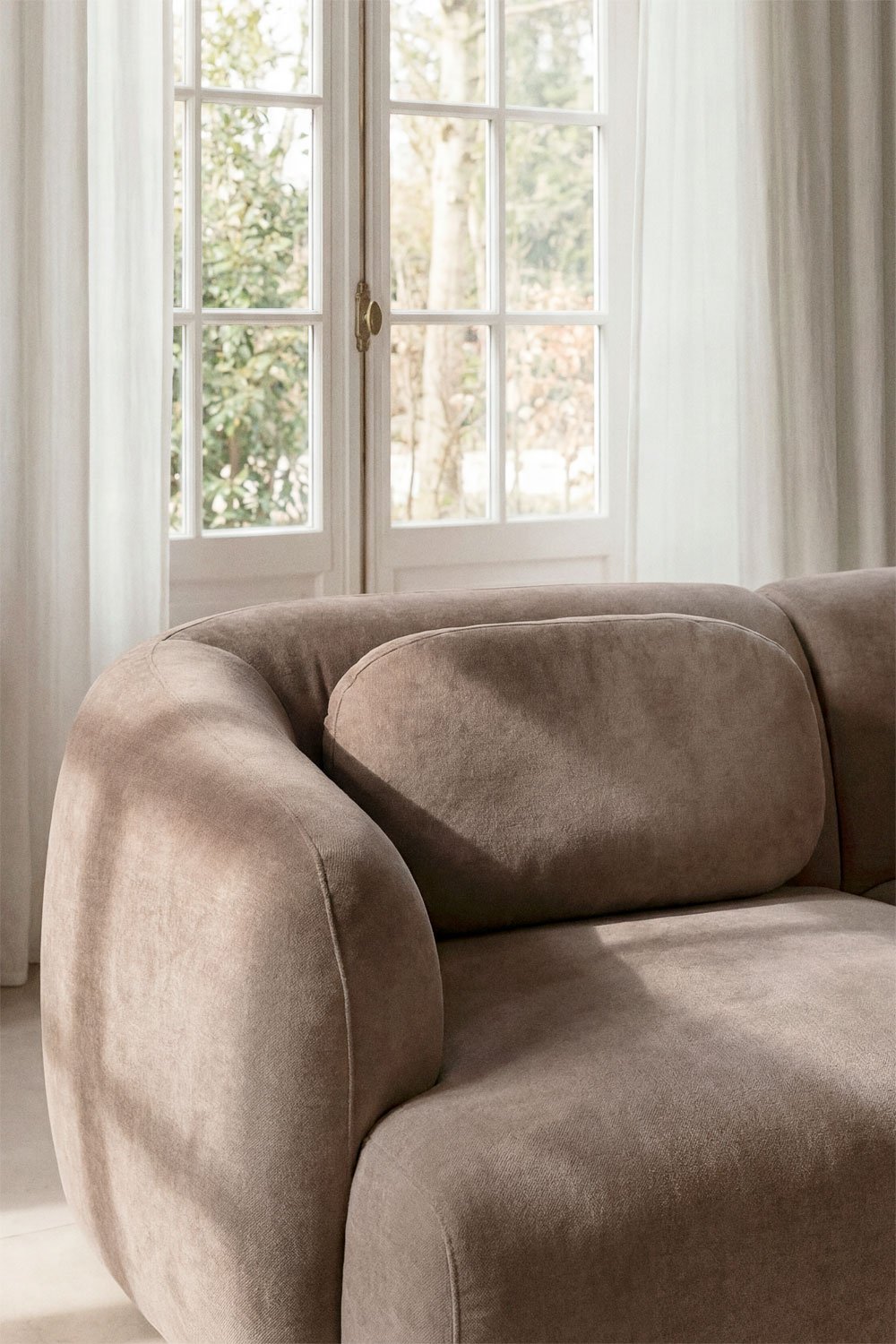 Sofá modular chaise longue direito de 2 peças em chenille Coquette, imagem de galeria 2