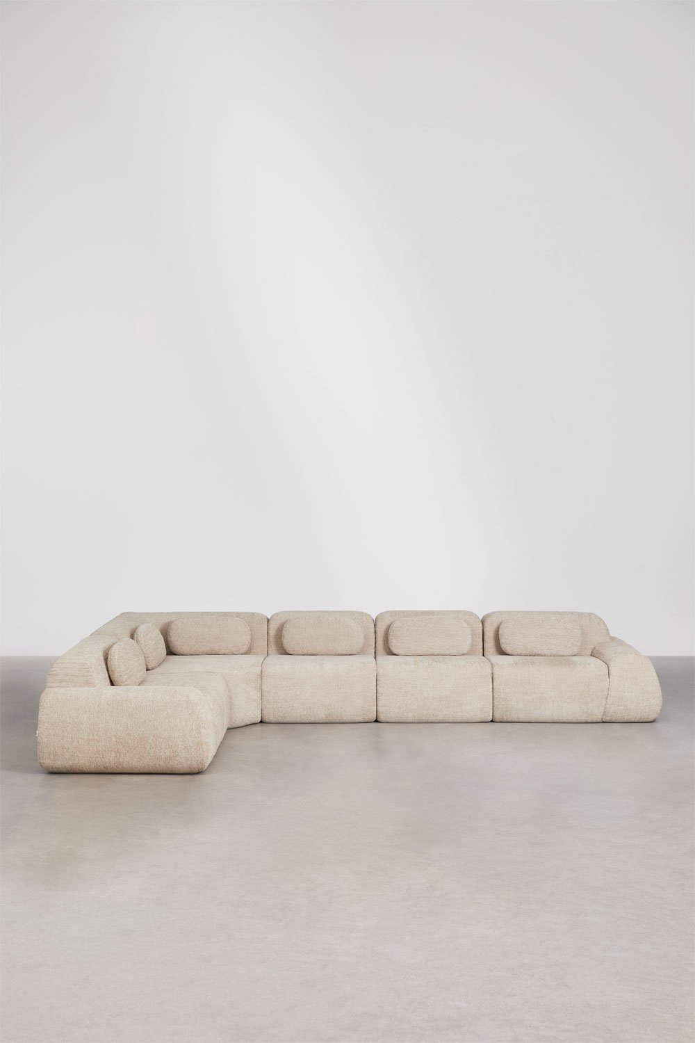 Sofá modular de canto em chenille de 5 peças embalado a vácuo Mérida, imagem de galeria 5