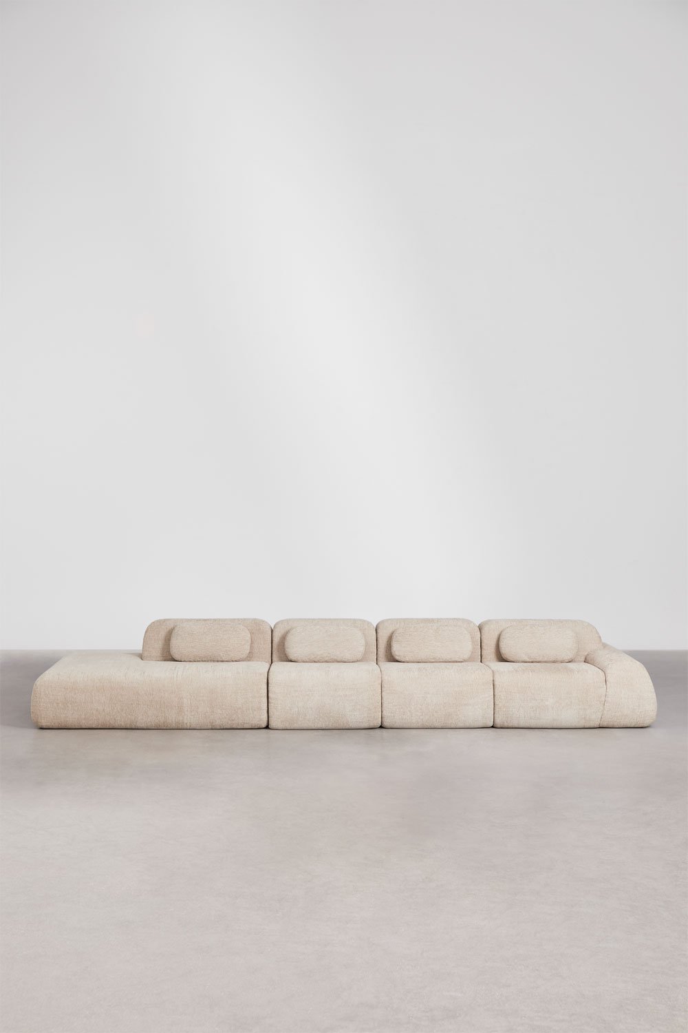 Sofá modular de canto em chenille de 4 peças com chaise longue à esquerda embalado a vácuo Mérida, imagem de galeria 5