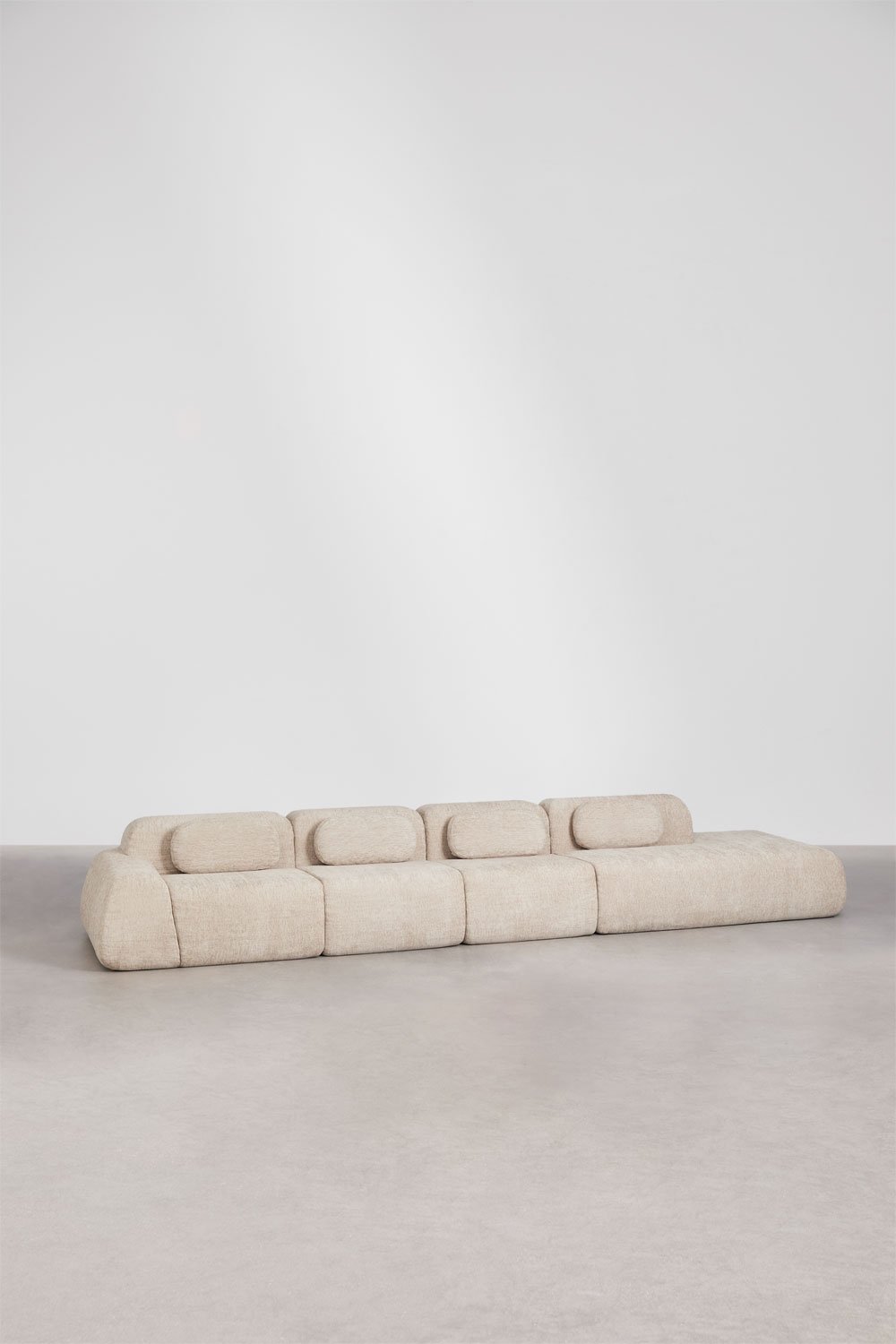 Sofá modular de canto em chenille de 4 peças com chaise longue direita embalado a vácuo Mérida, imagem de galeria 3