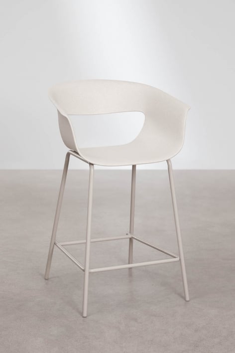 Banco alto de jardim 75 cm em polipropileno e aço branco acinzentado Alanys