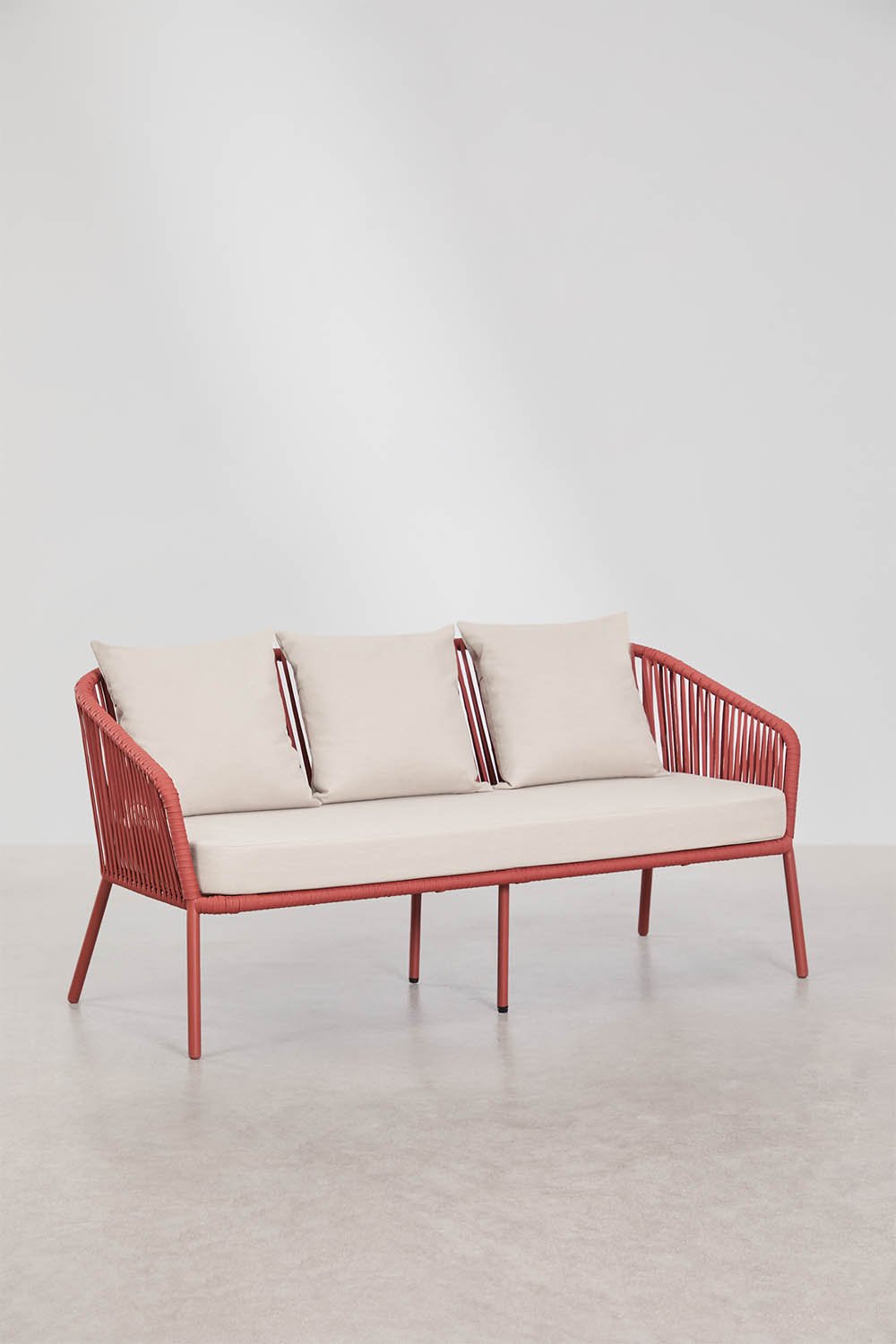 Conjunto de jardim com sofá de 2 lugares, 2 poltronas em corda trançada e mesa de centro Arhiza, imagem de galeria 3