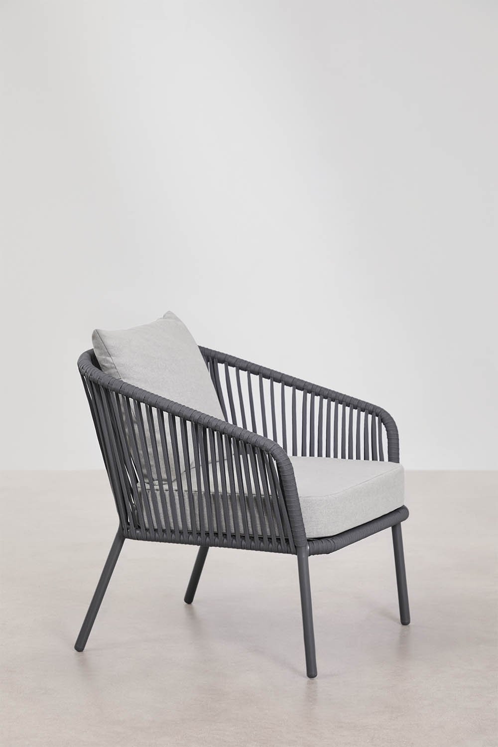 Conjunto de jardim com sofá de 2 lugares, 2 poltronas em corda trançada e mesa de centro Arhiza, imagem de galeria 7