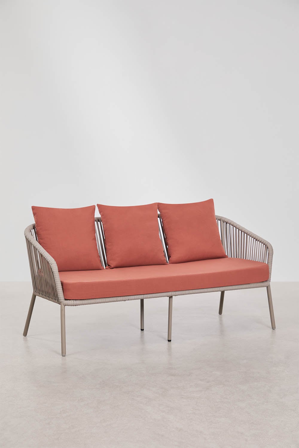 Conjunto de jardim com sofá de 2 lugares, 2 poltronas em corda trançada e mesa de centro Arhiza, imagem de galeria 4