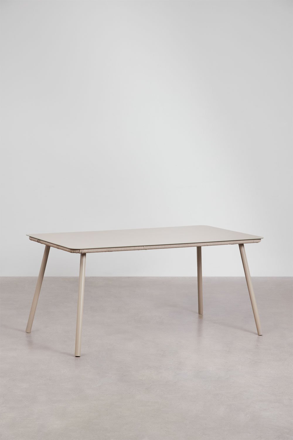 Conjunto de mesa retangular 160x90 cm e 6 cadeiras de jantar empilháveis em corda trançada Arhiza, imagem de galeria 3