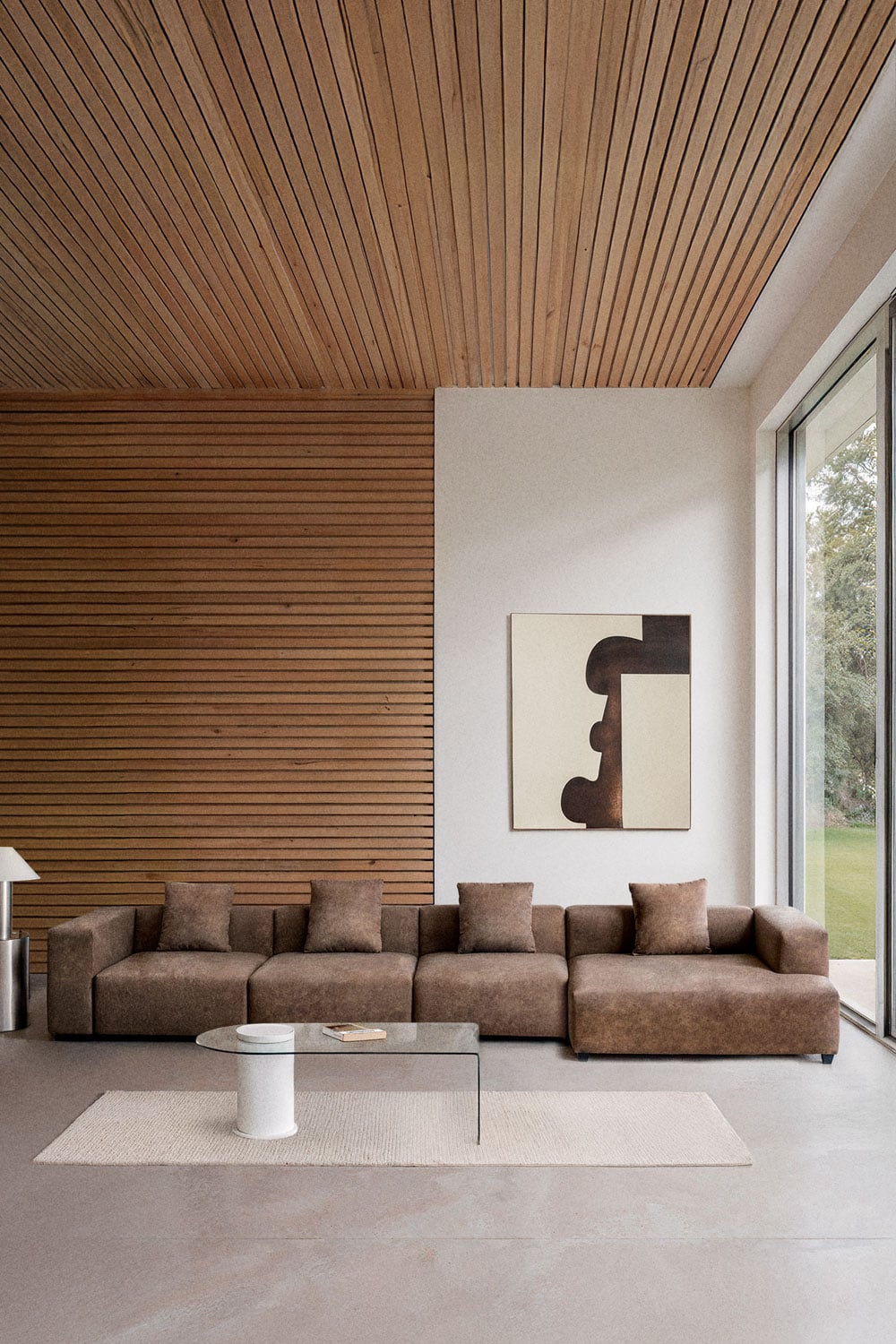 Sofá modular chaise longue direito de 4 peças ↔︎420 cm com apoio de braço alto Bruna , imagem de galeria 12