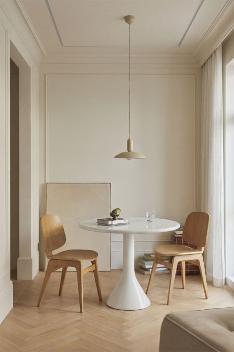 Mesa de jantar redonda Melody, Ø90 cm, em cimento e fibra de vidro