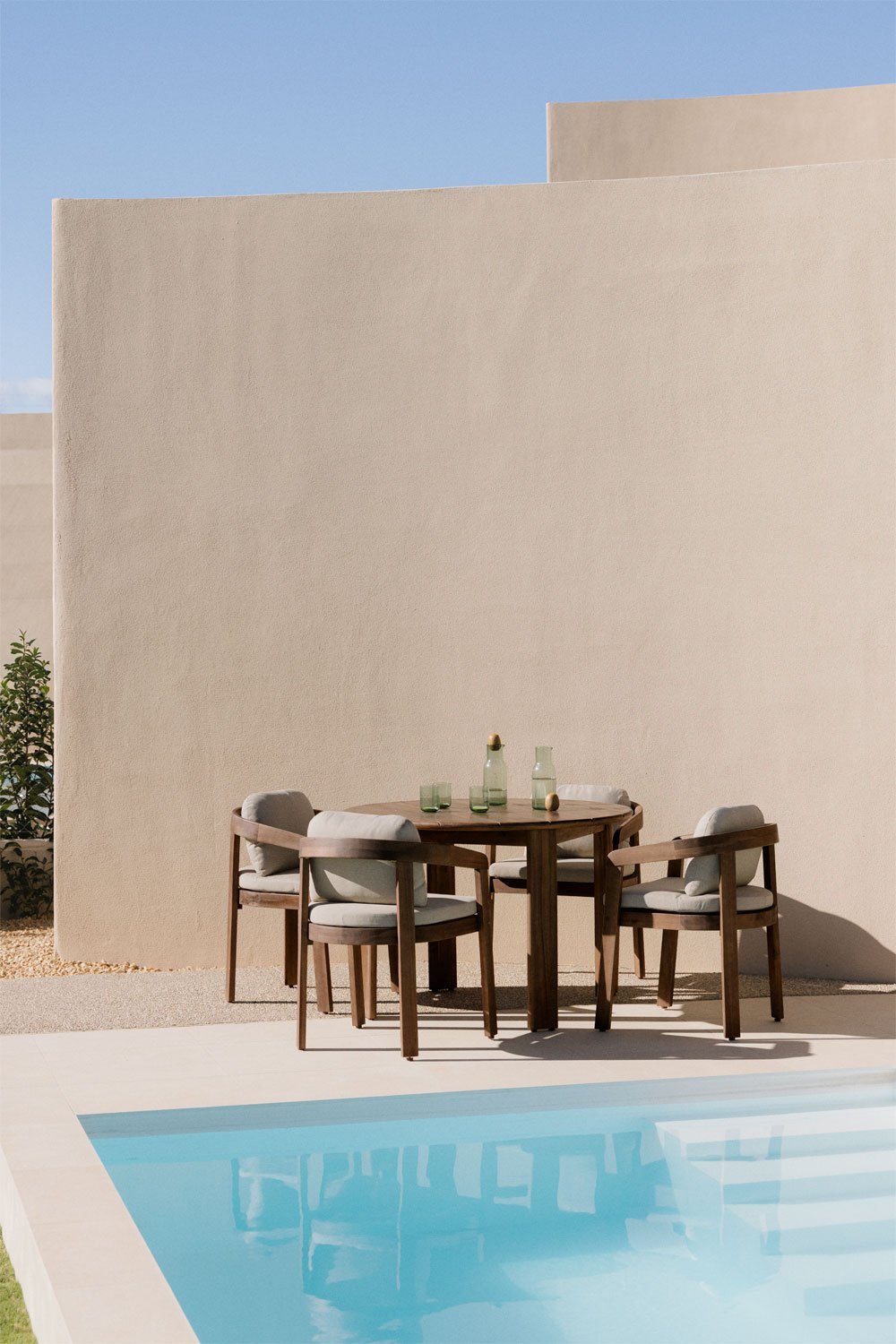 Mesa de jardim redonda Ø110 cm em madeira de acácia Uleno, imagem de galeria 1