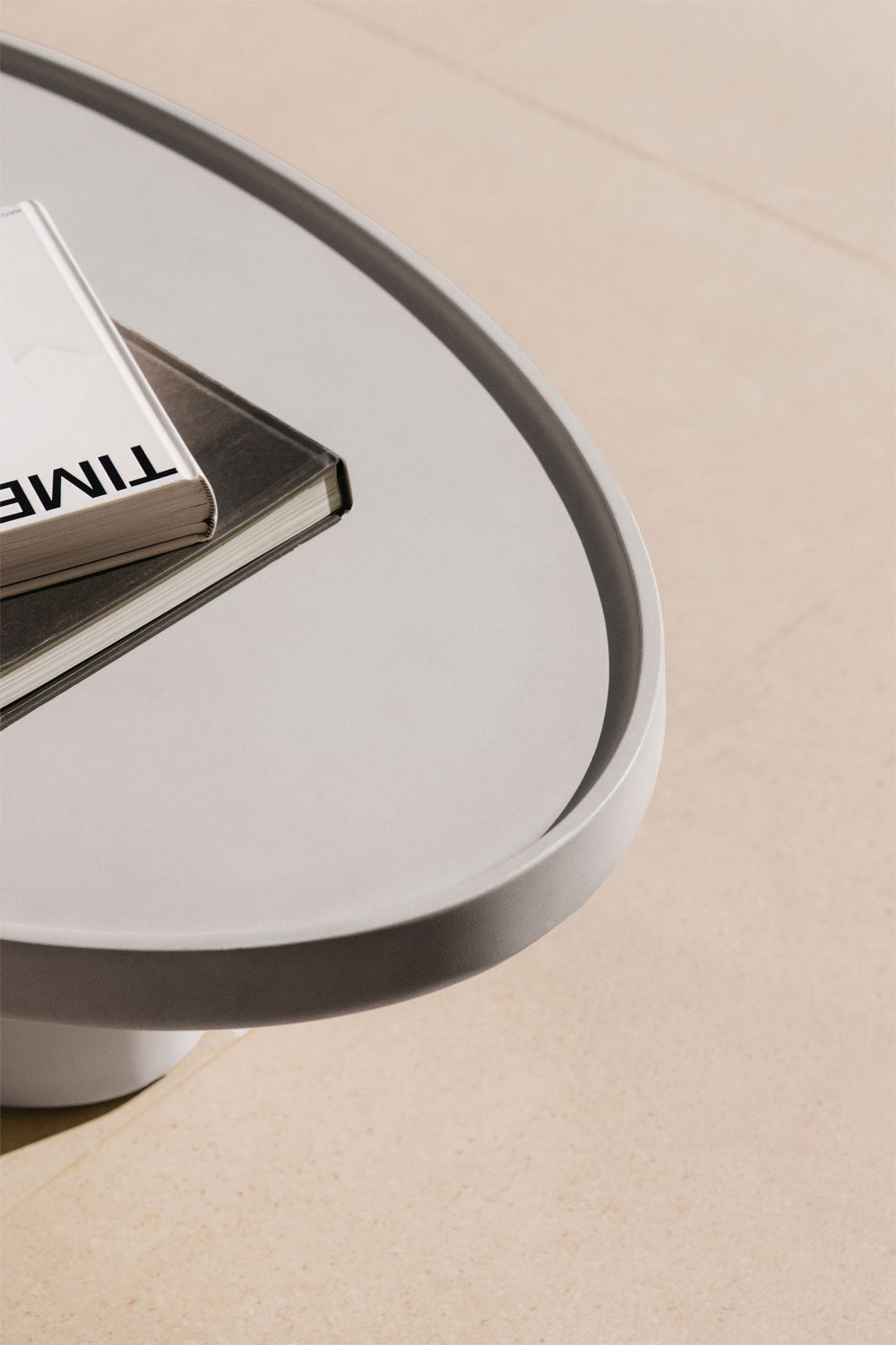 Mesa de centro oval para jardim 110x60 cm em cimento Darwys, imagem de galeria 2