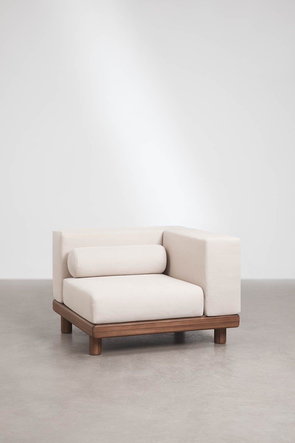 Sofá modular de canto para jardim de 4 peças com 2 módulos de canto e mesa lateral auxiliar em acácia Edrien, imagem de galeria 8