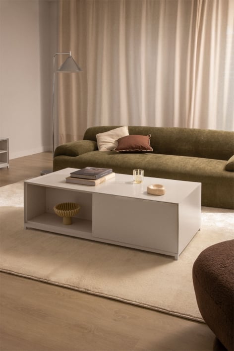 Mesa de centro retangular 120x60 cm em MDF Kivora - Gardénia Branco