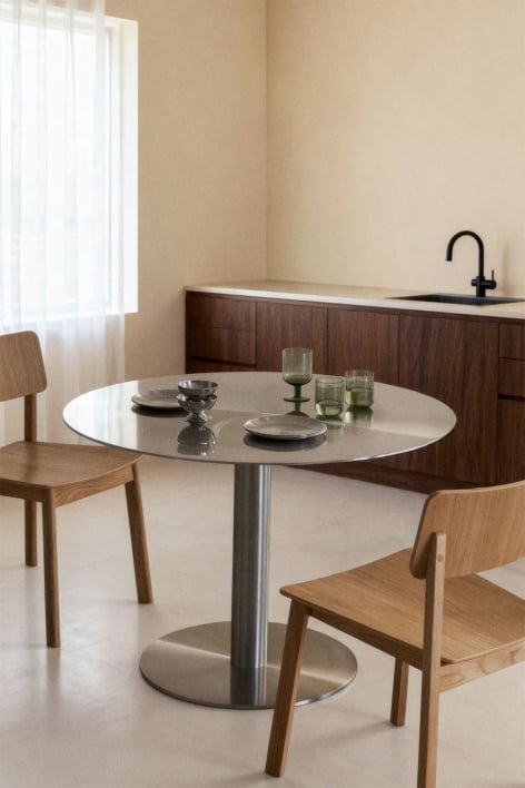 Round dining table in stainless steel Xiren