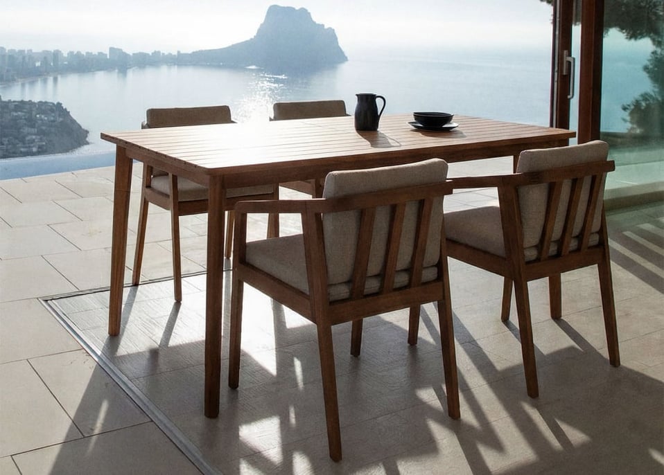 Mesa de jardim retangular em madeira de acácia Kaela