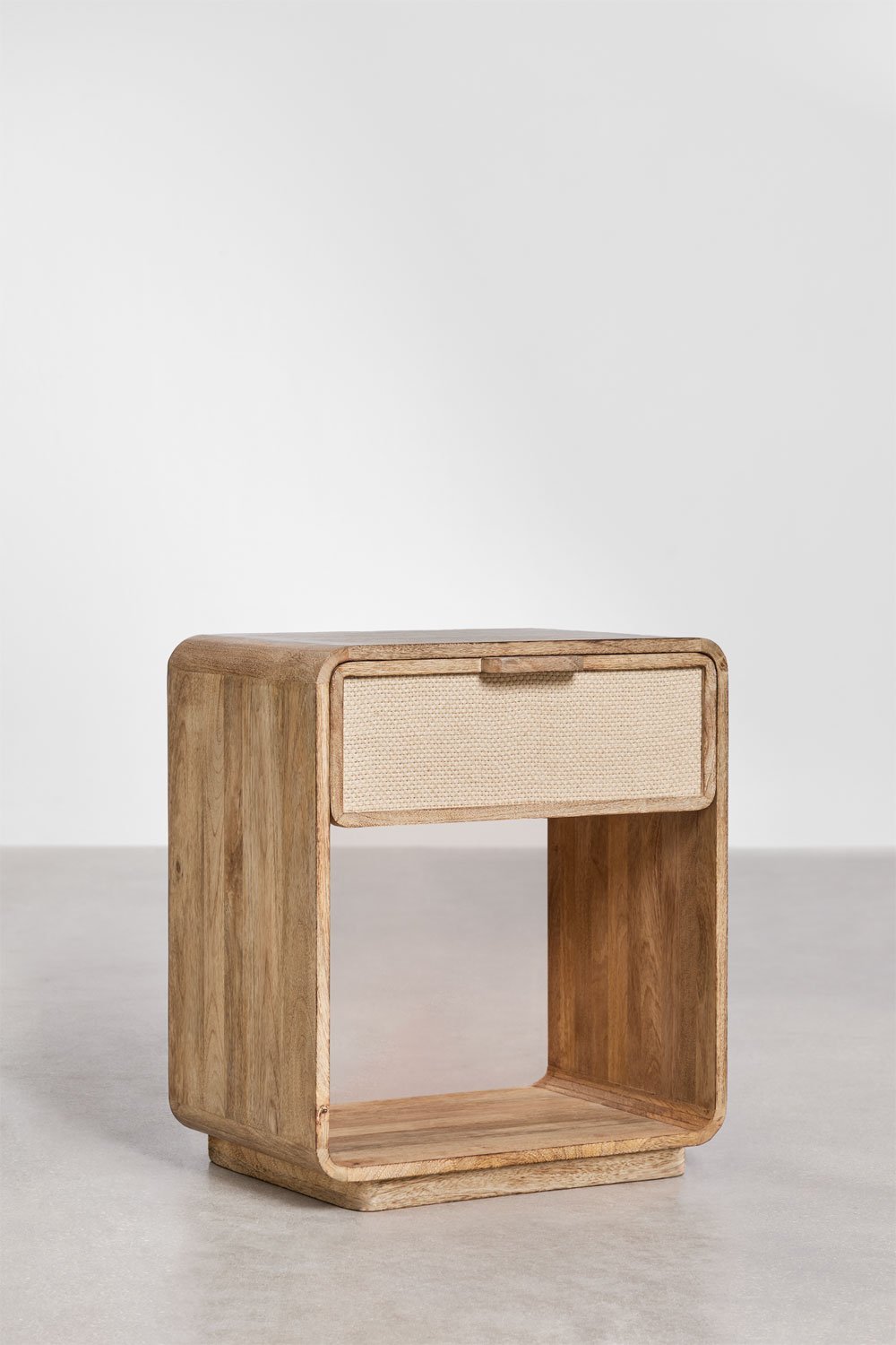 Pack de 2 mesas de cabeceira retangulares 40x30 cm em madeira de manga, MDF e juta Abrams, imagem de galeria 3