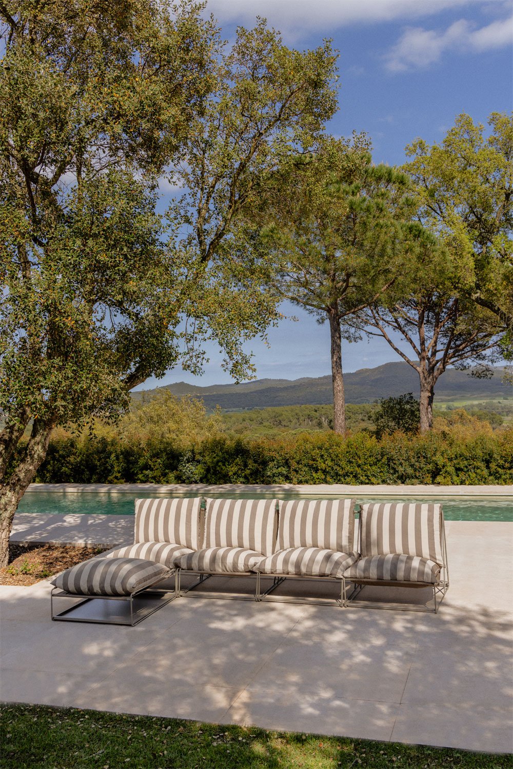 Sofá modular de jardim de 4 peças e puff conversível Amaro, imagem de galeria 12