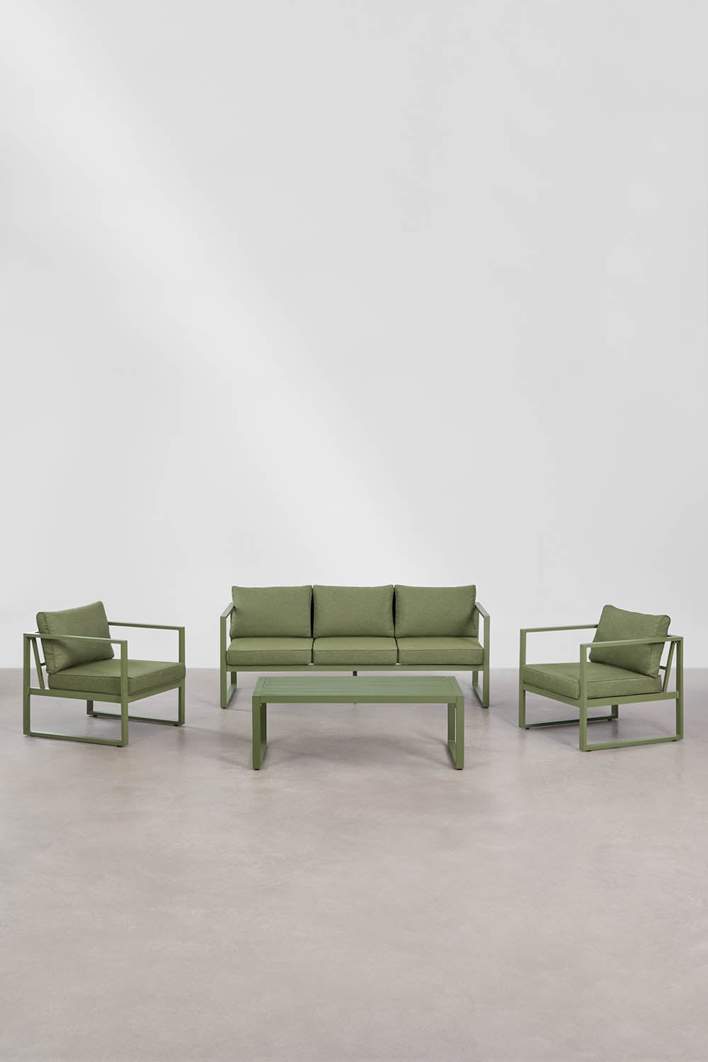 Conjunto de jardim com sofá de 3 lugares, 2 poltronas e mesa de centro em alumínio Lipov, imagem de galeria 3