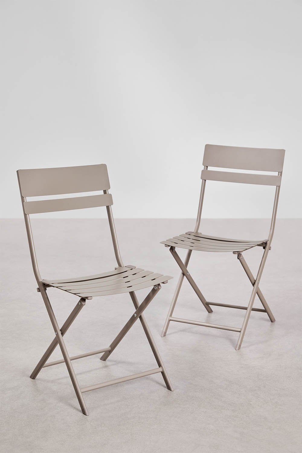 Conjunto de mesa quadrada 60x60 cm dobrável e 2 cadeiras de jantar em aço Tamarit, imagem de galeria 6