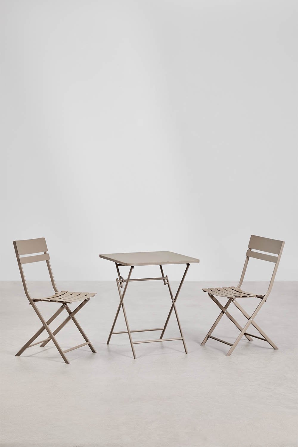 Conjunto de mesa quadrada 60x60 cm dobrável e 2 cadeiras de jantar em aço Tamarit, imagem de galeria 1