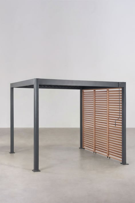 Pérgola bioclimática de lâminas com painel lateral em alumínio Druvia