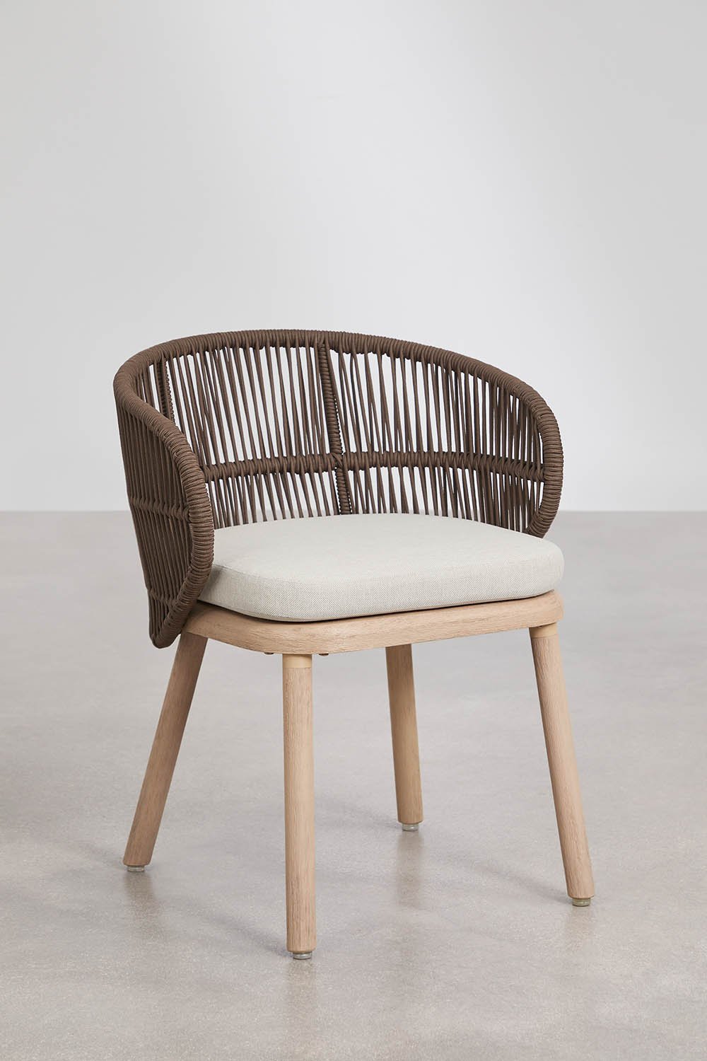 Conjunto de mesa retangular extensível Duala 250-310x105 cm e 10 cadeiras de jardim em madeira de acácia e corda trançada Capri, imagem de galeria 5