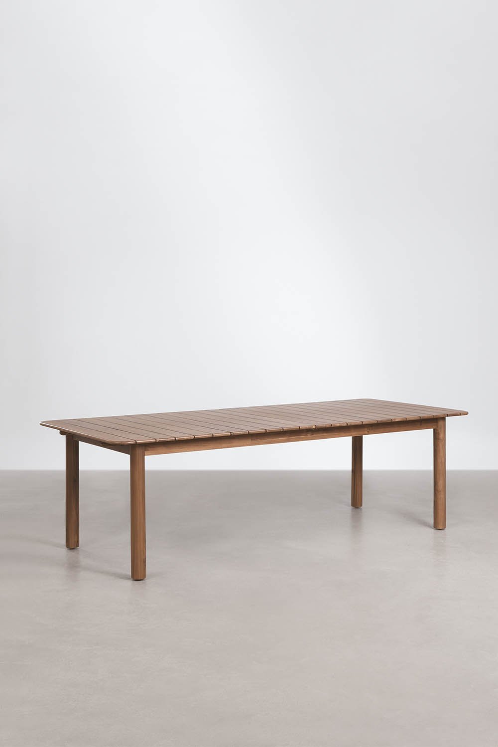 Conjunto de mesa retangular extensível Duala 250-310x105 cm e 12 cadeiras de jantar em madeira de acácia Nualis, imagem de galeria 2