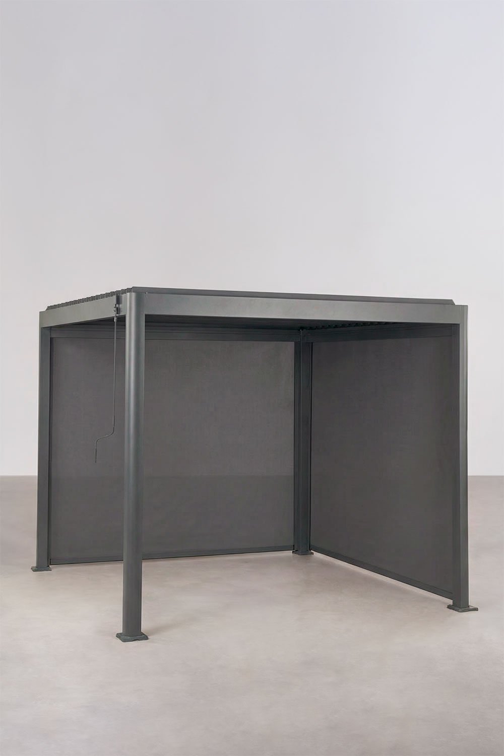 Pérgola bioclimática de lâminas com toldos laterais em alumínio Druvia, imagem de galeria 1