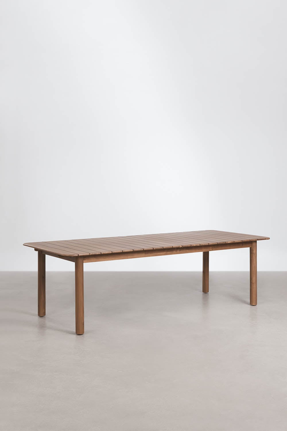 Conjunto de mesa retangular extensível Duala 250-310x105 cm e 12 cadeiras de jardim em madeira de acácia Nualis, imagem de galeria 4