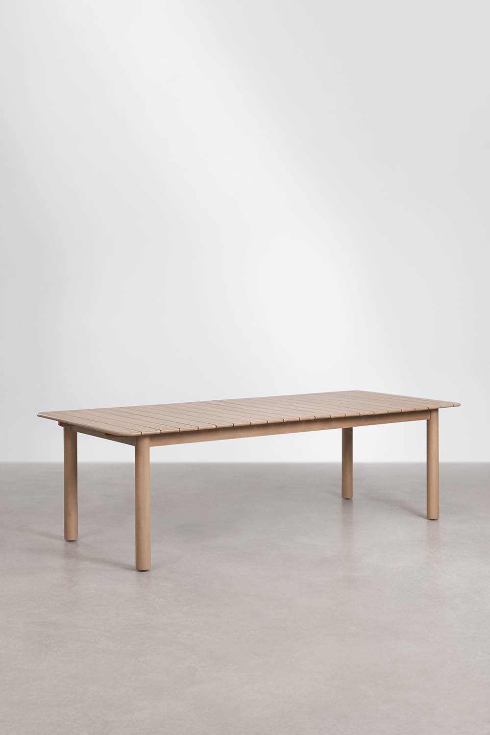 Conjunto de mesa retangular extensível Duala 250-310x105 cm e 14 cadeiras de jantar em madeira de acácia Nualis, imagem de galeria 2
