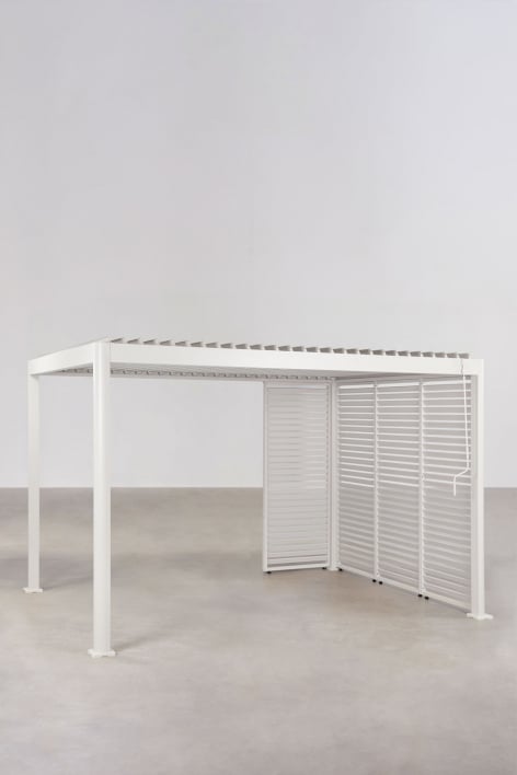 Pérgola bioclimática de lâminas com painéis em alumínio Druvia