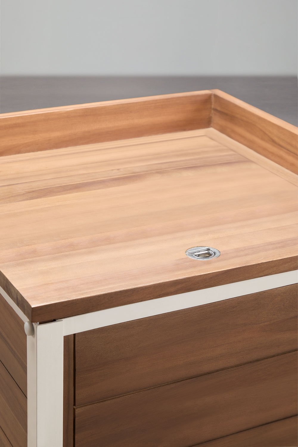 Módulo de arrumação de canto para cozinha modular de exterior em madeira de acácia e alumínio Reggie, imagem de galeria 4