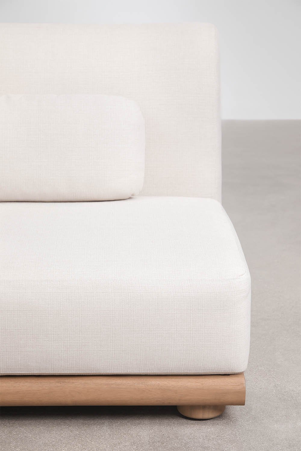 Sofá modular chaise longue direito de jardim de 3 peças em madeira de acácia Gerard, imagem de galeria 7