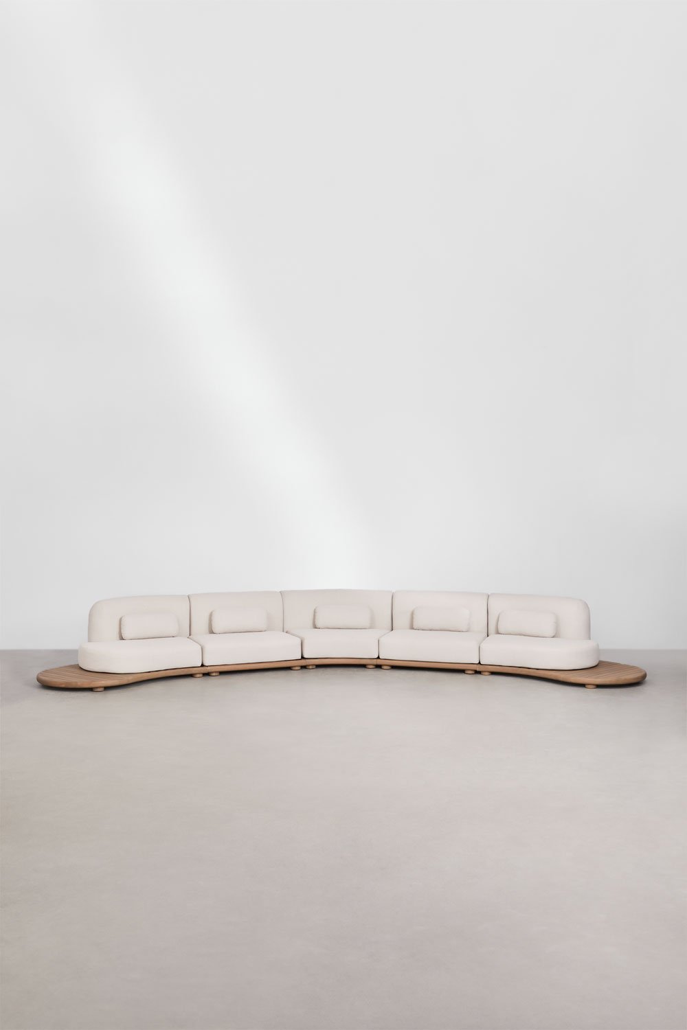 Sofá modular de jardim de 5 peças em madeira de acácia Gerard, imagem de galeria 3