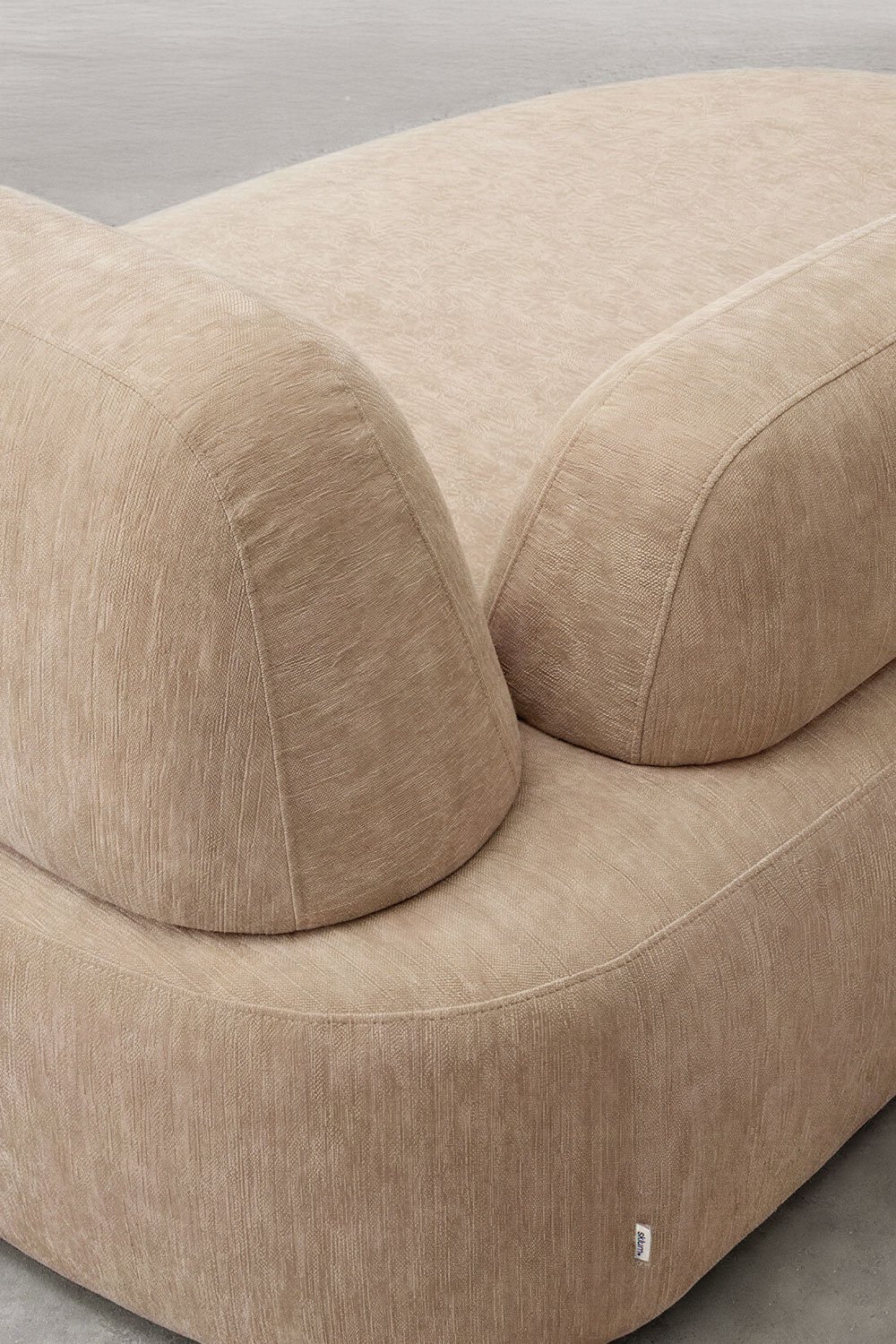 Sofá modular chaise longue esquerdo de 3 peças com módulo de canto e puff estofado Giorgia, imagem de galeria 7