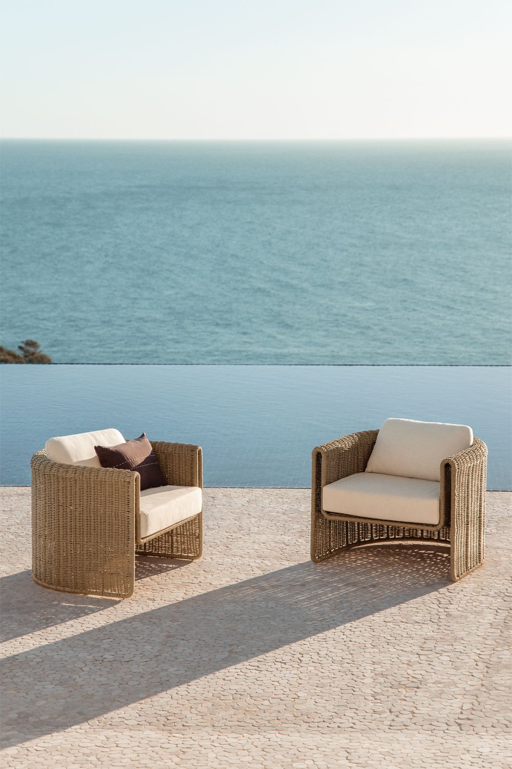 Pack de 2 poltronas de jardim em aço e vime sintético Lina, imagem de galeria 1