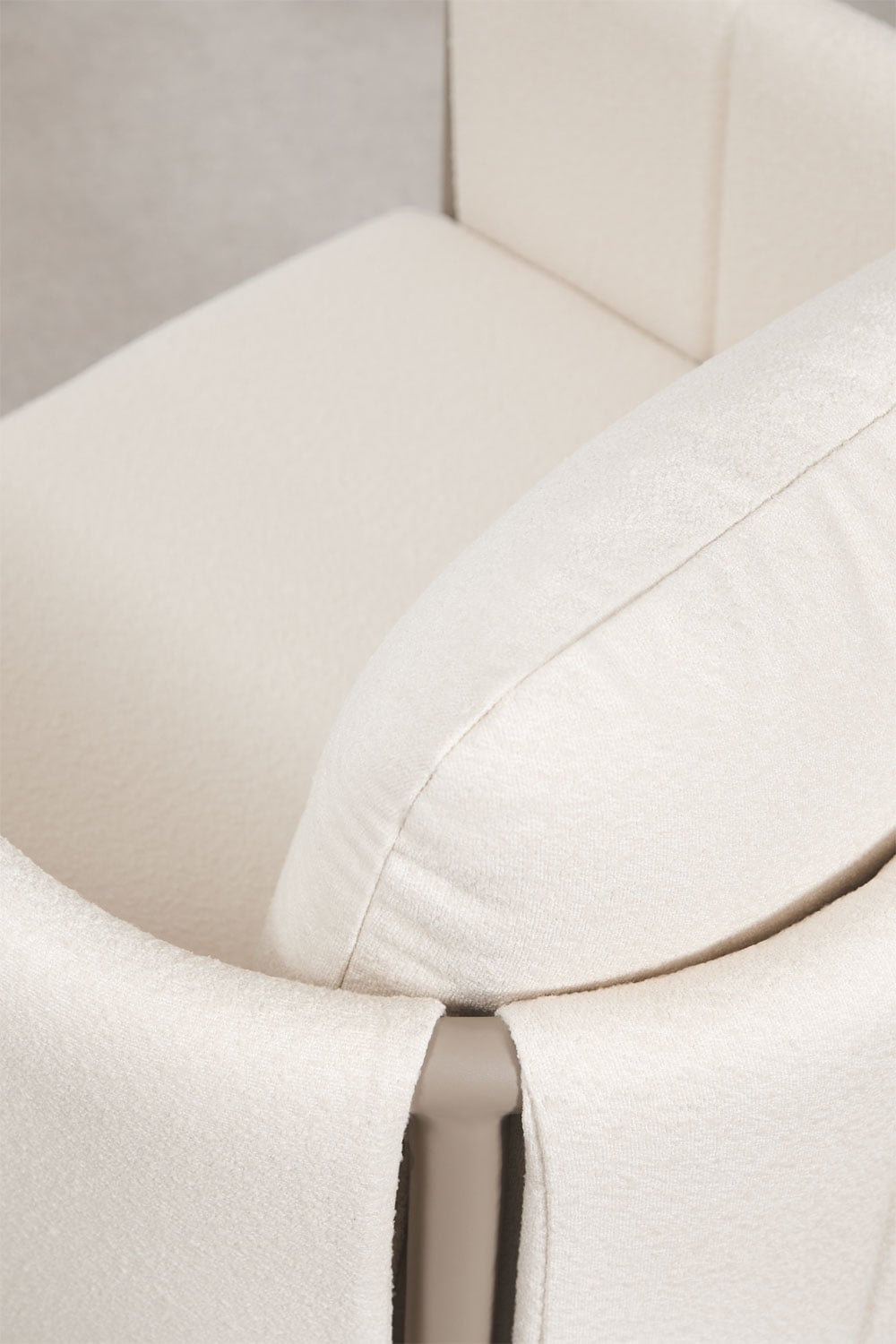 Conjunto de jardim com sofá de 3 lugares, 2 poltronas em bouclé e mesa de centro em alumínio Boleni, imagem de galeria 5