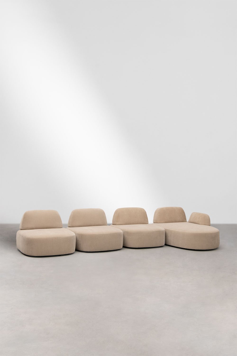 Sofá modular chaise longue direito de 4 peças estofado Giorgia, imagem de galeria 3