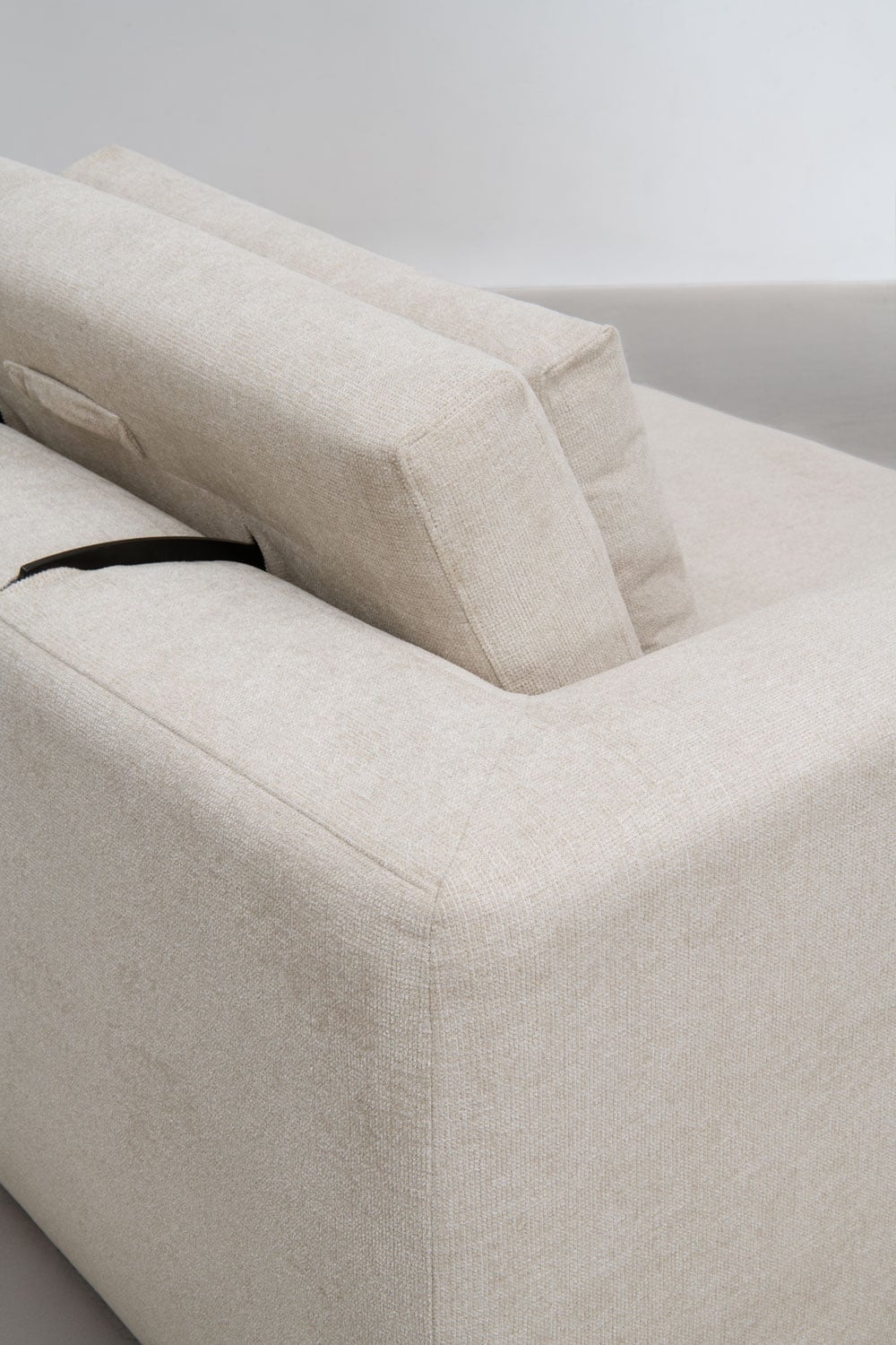 Módulo de canto esquerdo para sofá modular com encosto de cabeça regulável em chenille Cataline, imagem de galeria 2