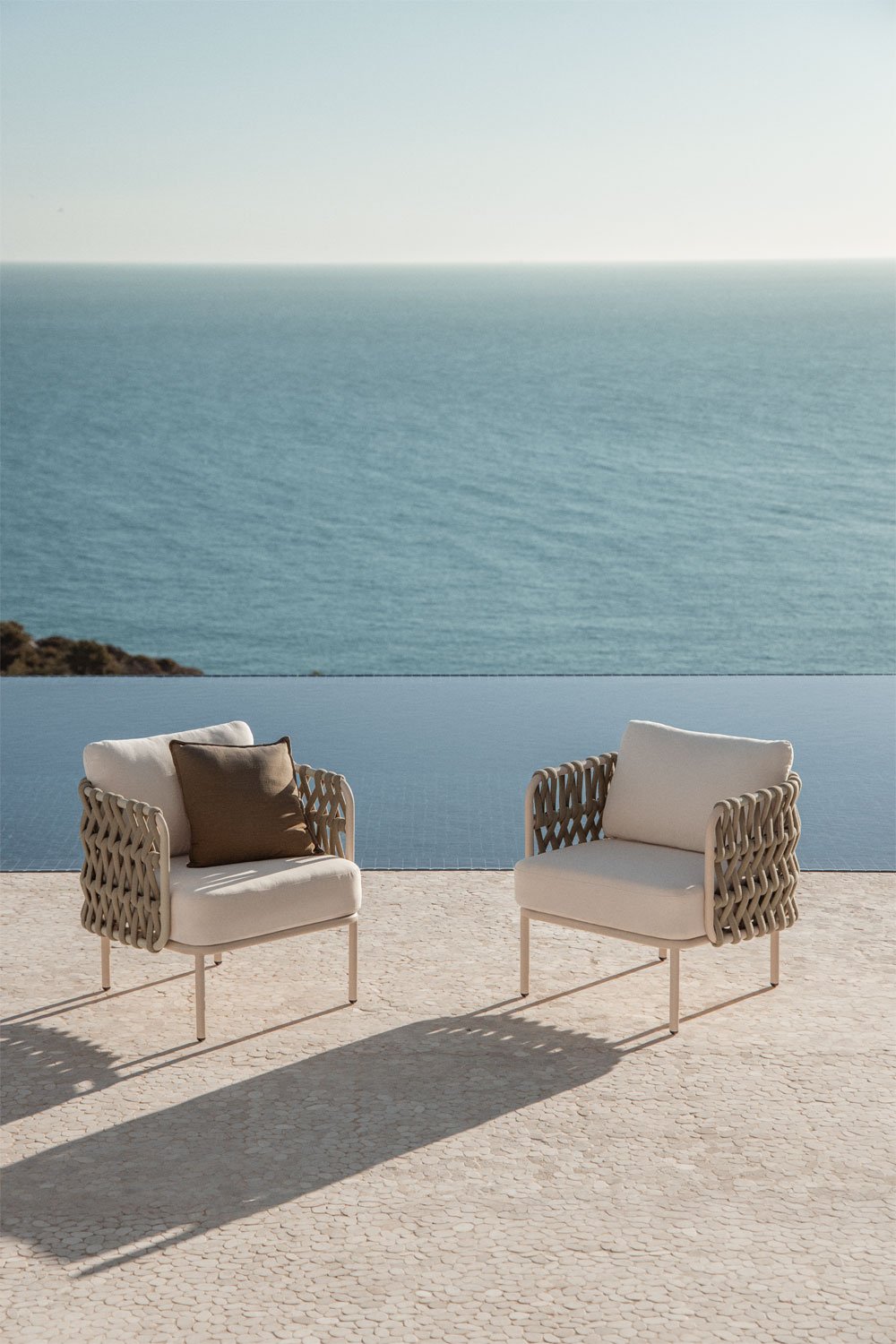 Pack de 2 poltronas de jardim em alumínio e corda trançada Tevary, imagem de galeria 1