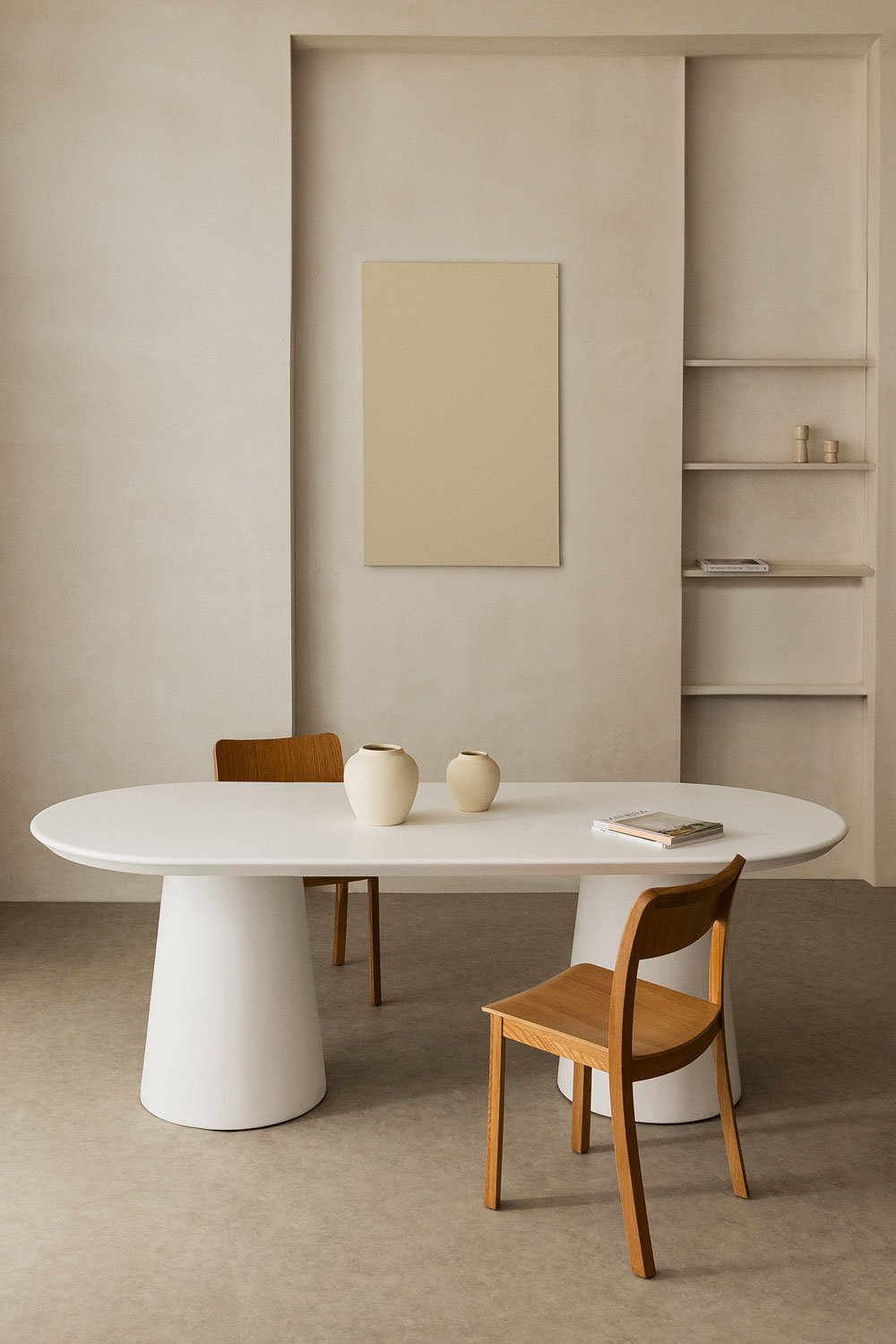 Oval dining table 220x95 cm in cement Noemi, imagem de galeria 1