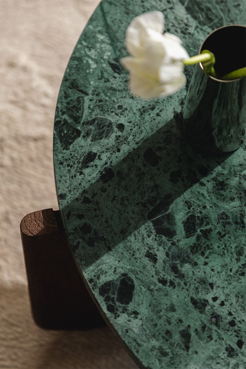 Round coffee table in natural stone and mango wood Lavinia, imagem de galeria 2