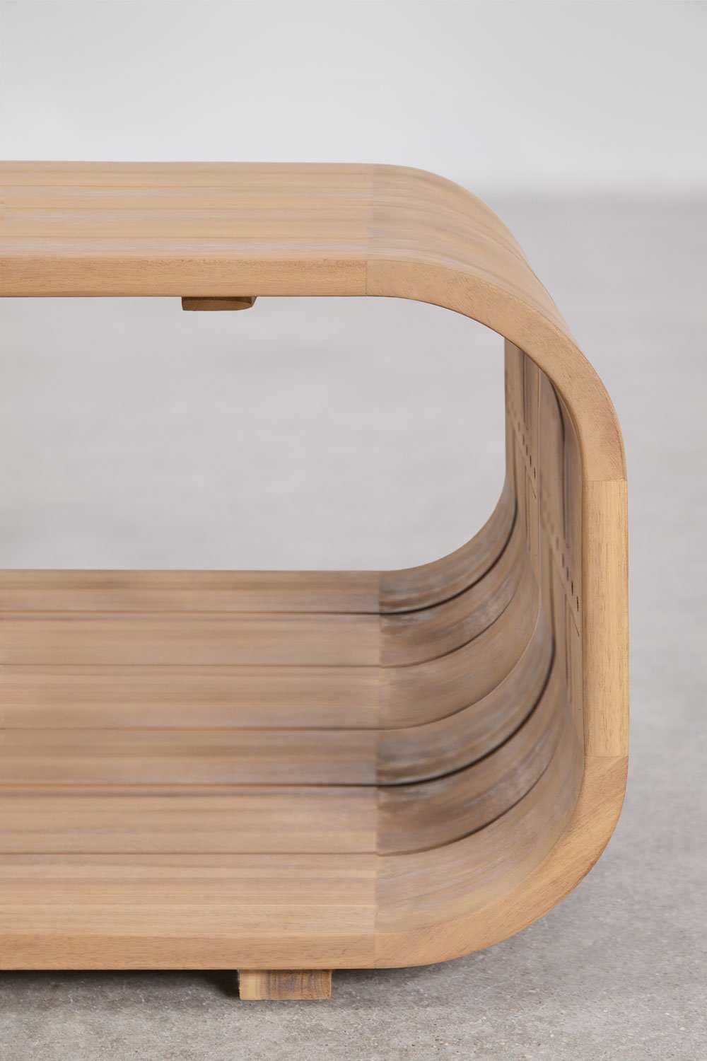 Rectangular 140x75 cm acacia wood Brivori garden coffee table, imagem de galeria 3