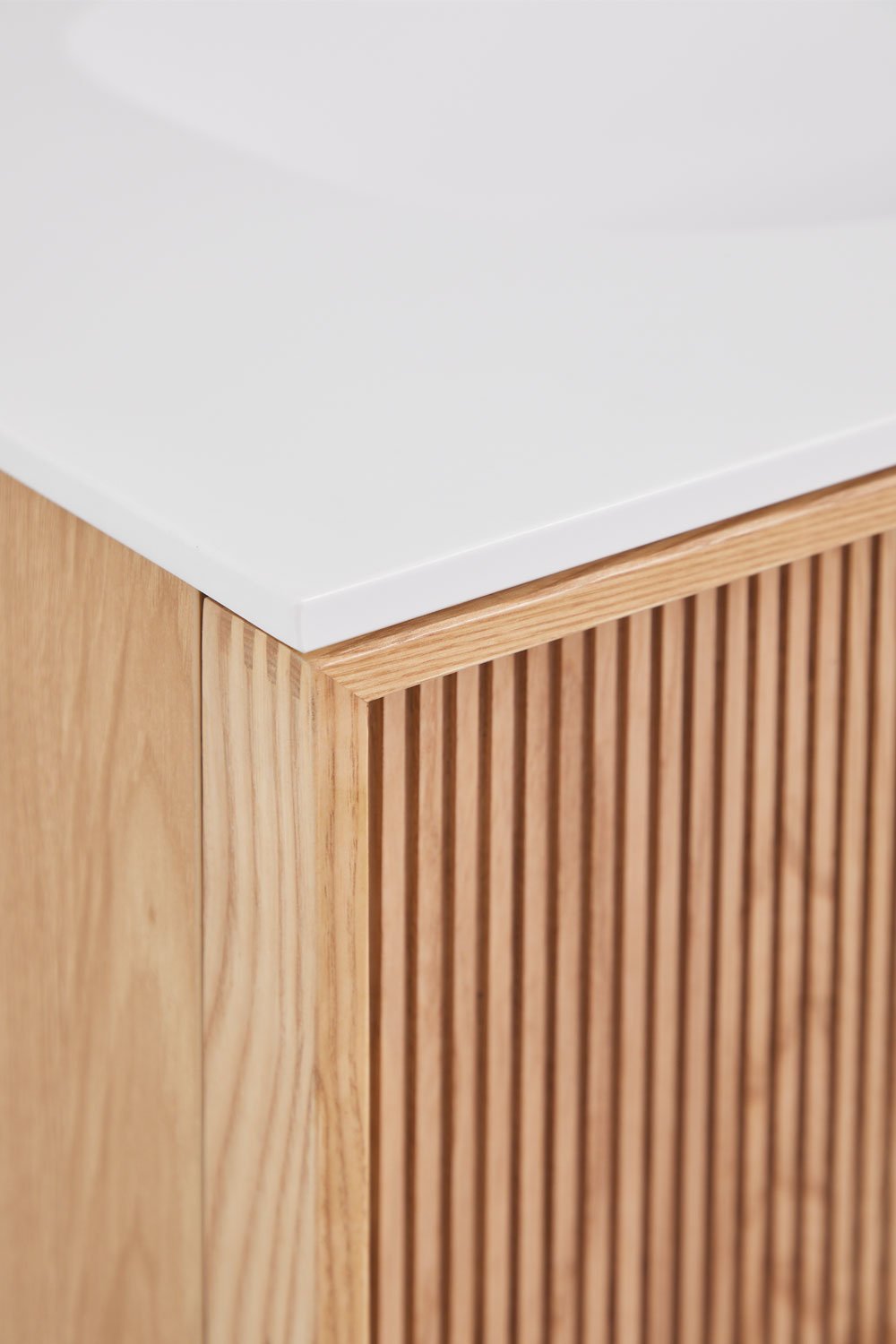 Conjunto de móvel de casa de banho 120x50 cm suspenso em madeira com lavatório integrado Endika, imagem de galeria 5