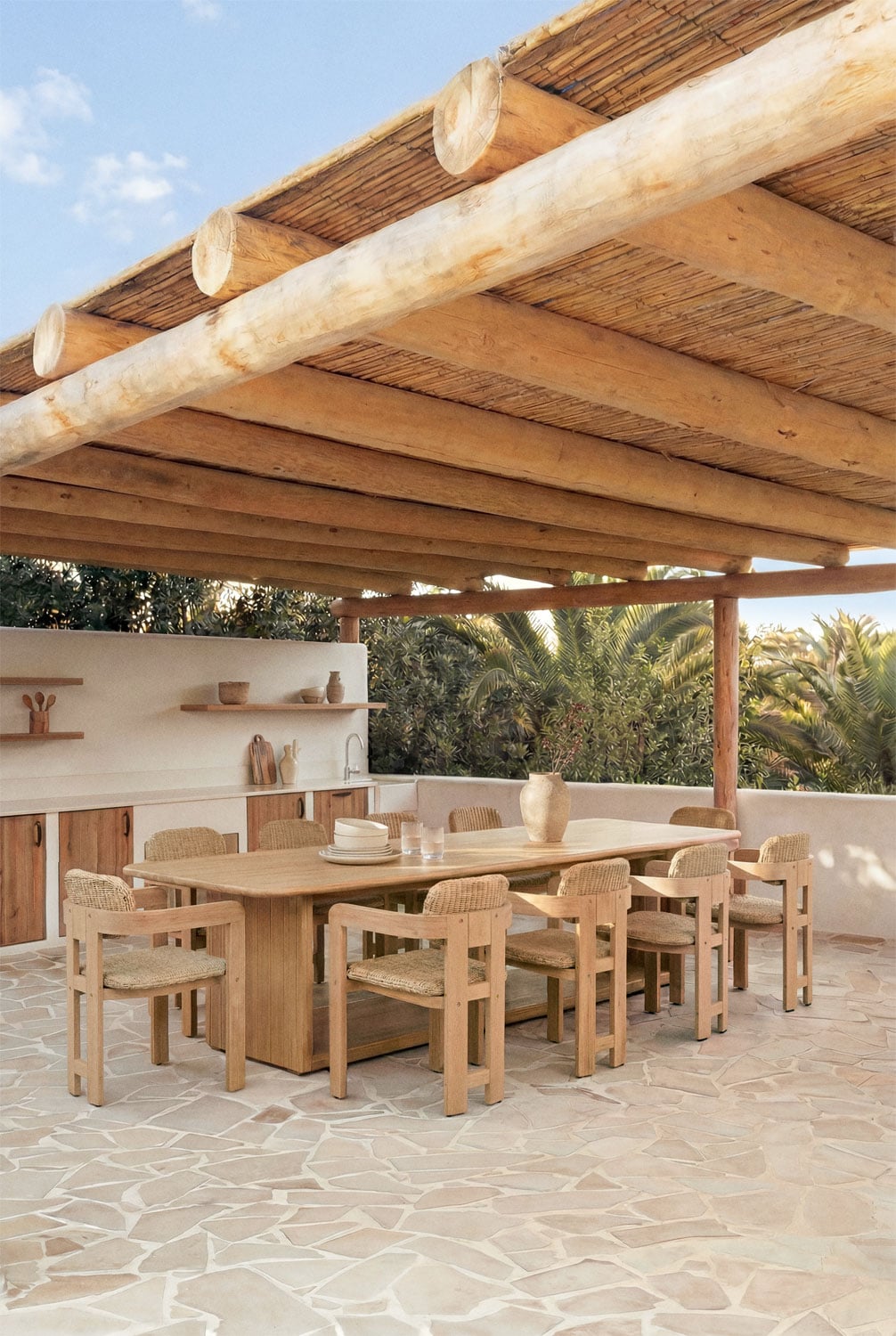 Mesa de jardim retangular 265x120 em madeira de acácia Siena, imagem de galeria 1