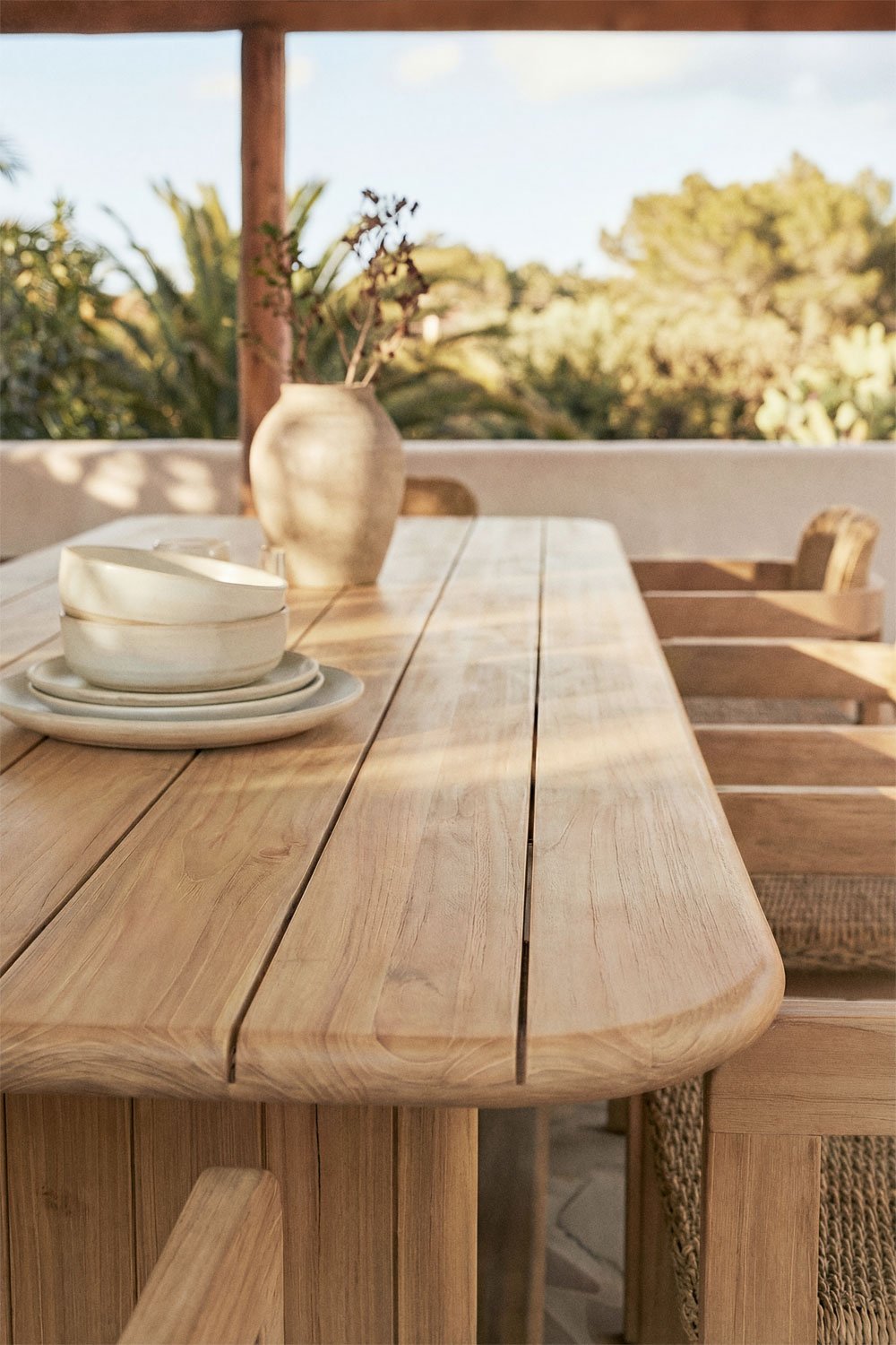 Mesa de jardim retangular 265x120 em madeira de acácia Siena, imagem de galeria 2