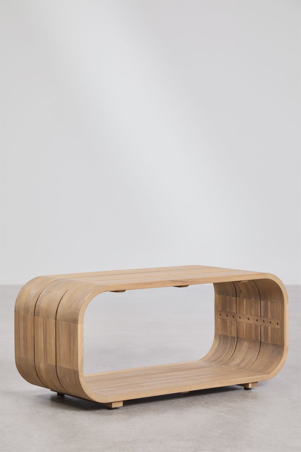 Mesa auxiliar para jardim retangular 85x35 cm em madeira de acácia Brivori, imagem de galeria 1