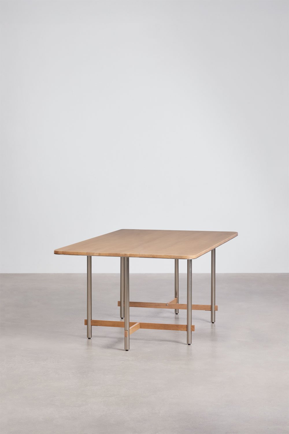 Mesa de jantar retangular em madeira de manga e aço Osaka, imagem de galeria 4