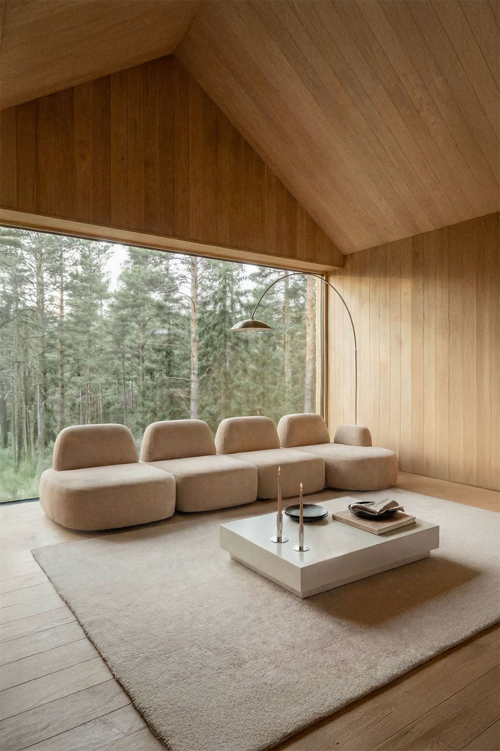 Sofá modular chaise longue direito de 4 peças estofado Giorgia, imagem de galeria 10