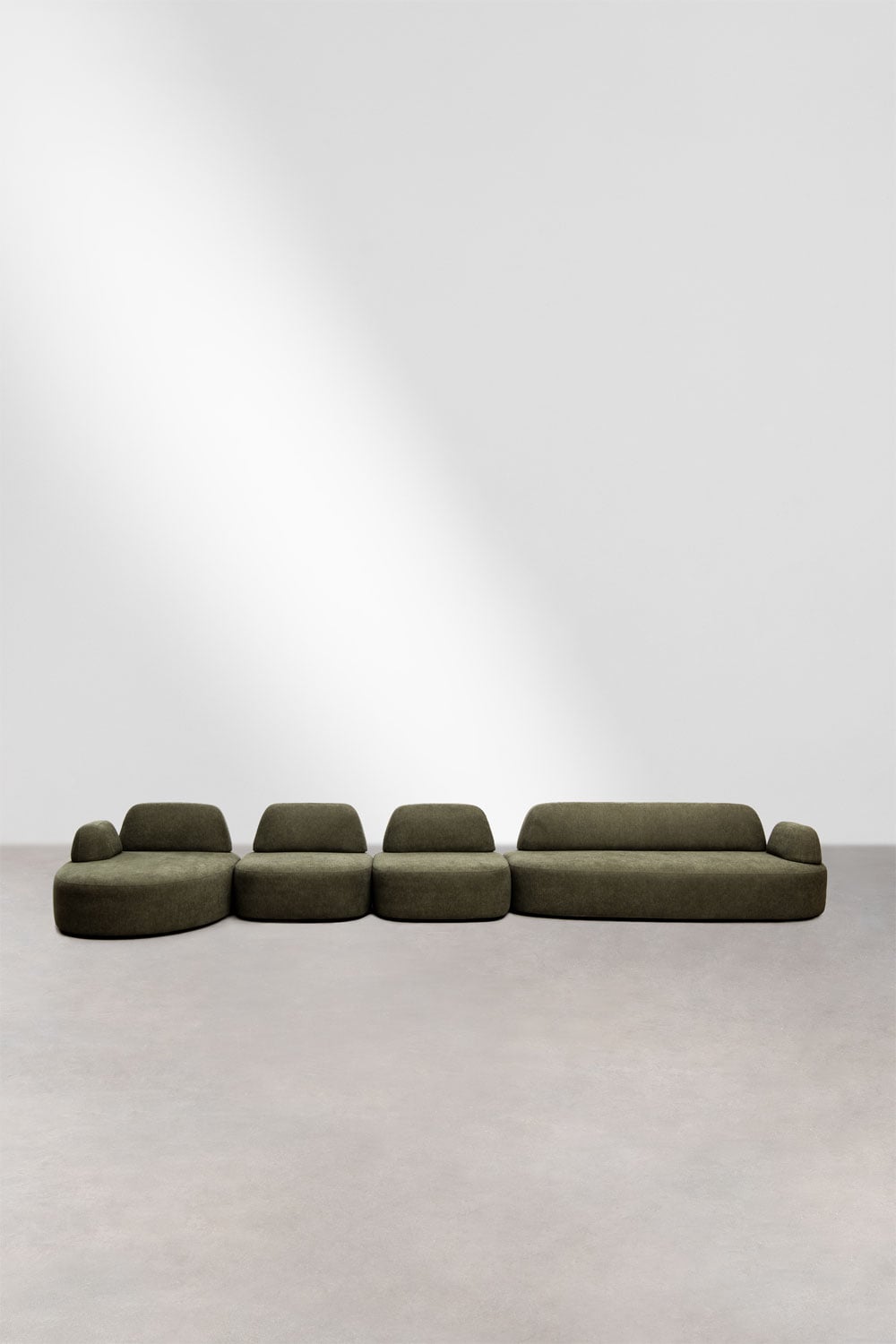 Sofá modular chaise longue esquerdo de 4 peças com módulo de canto estofado Giorgia, imagem de galeria 3