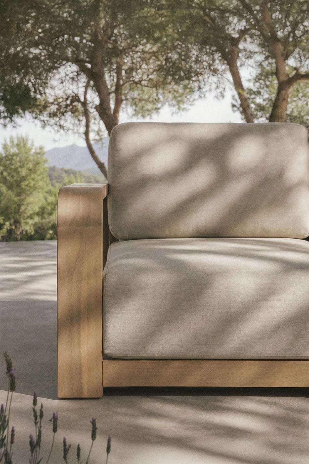 Sofá modular de jardim de 3 peças com apoios de braço em madeira de acácia Brivori, imagem de galeria 2